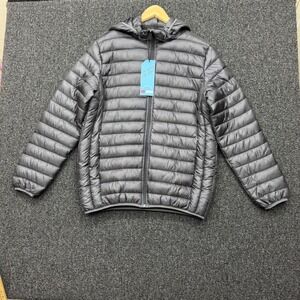US ICON Puffer Jacket LUJ21A Hooded Quilted Mens SZ M Gray NEW w flaws outdoor